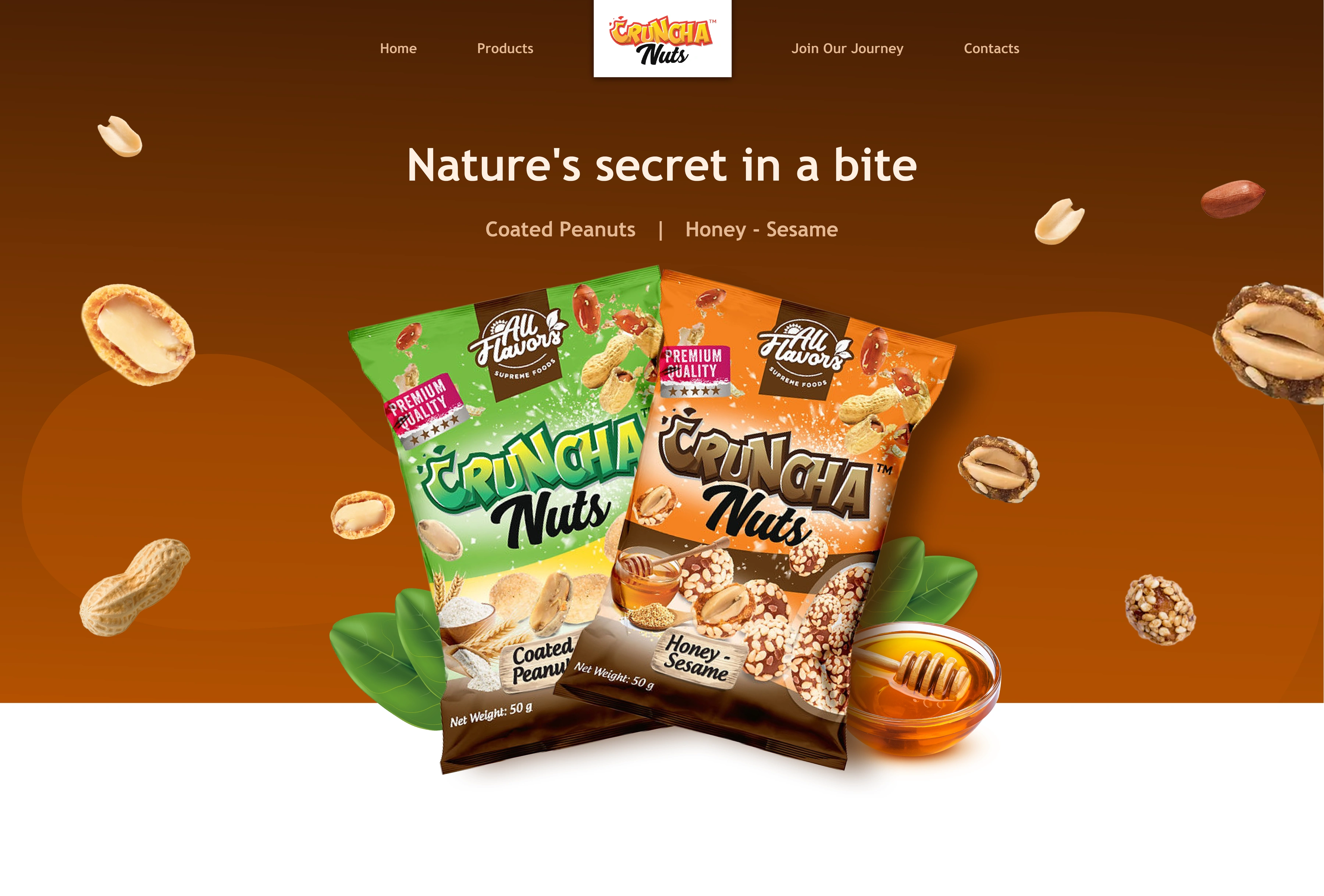Cruncha Nuts svetainės hero